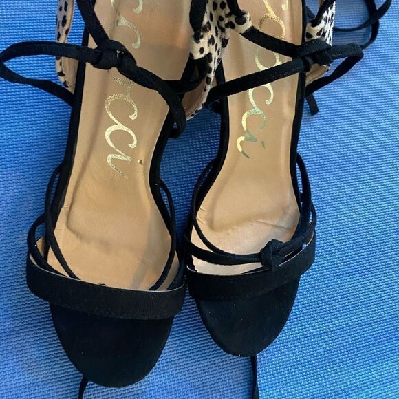 CCOCCI New Lace Up Cheetah Print Open Toed Lace Up Heel Size 8 - Picture 2 of 6